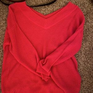 Hot pink off the shoulder sweater